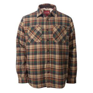 Coleman Sherpa Lined Flannel Jacket - Khaki Plaid - Medium - Yukon Flannel